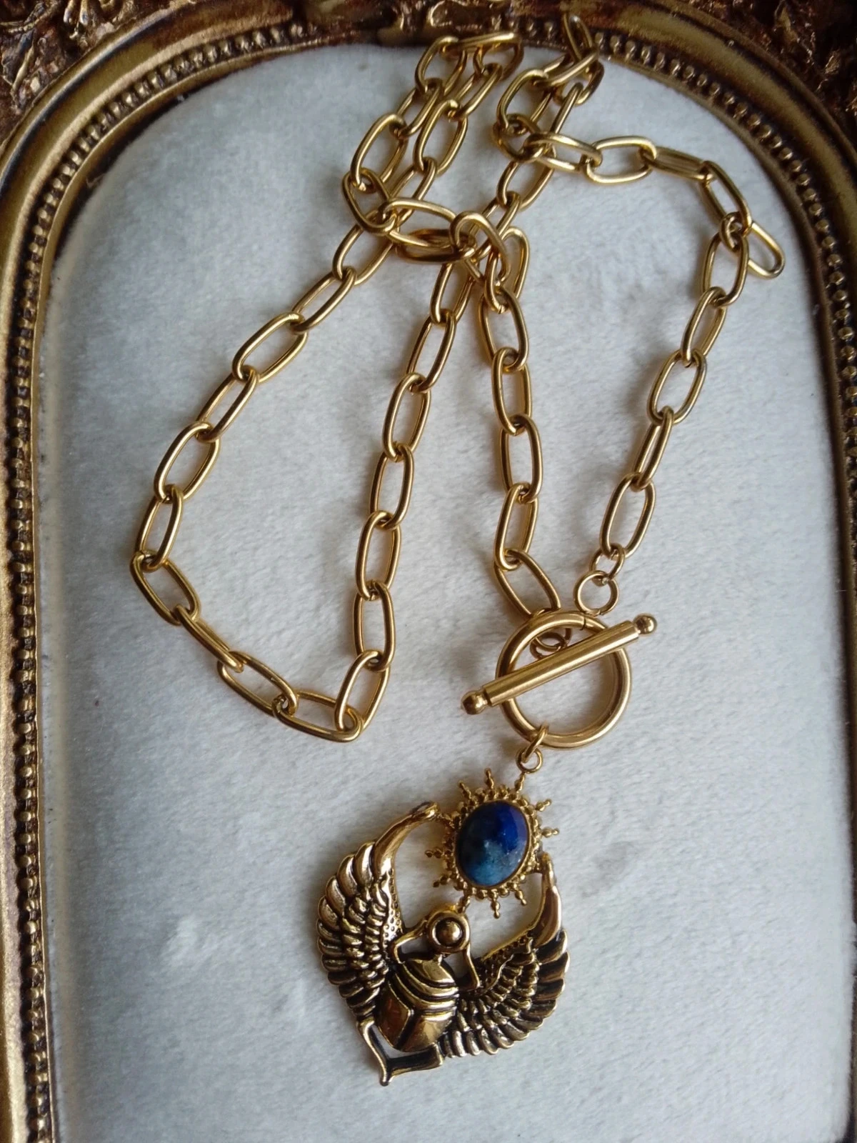 Collier scarabée égyptien avec pierre de lapis lazuli d'Afghanistan – photo 2